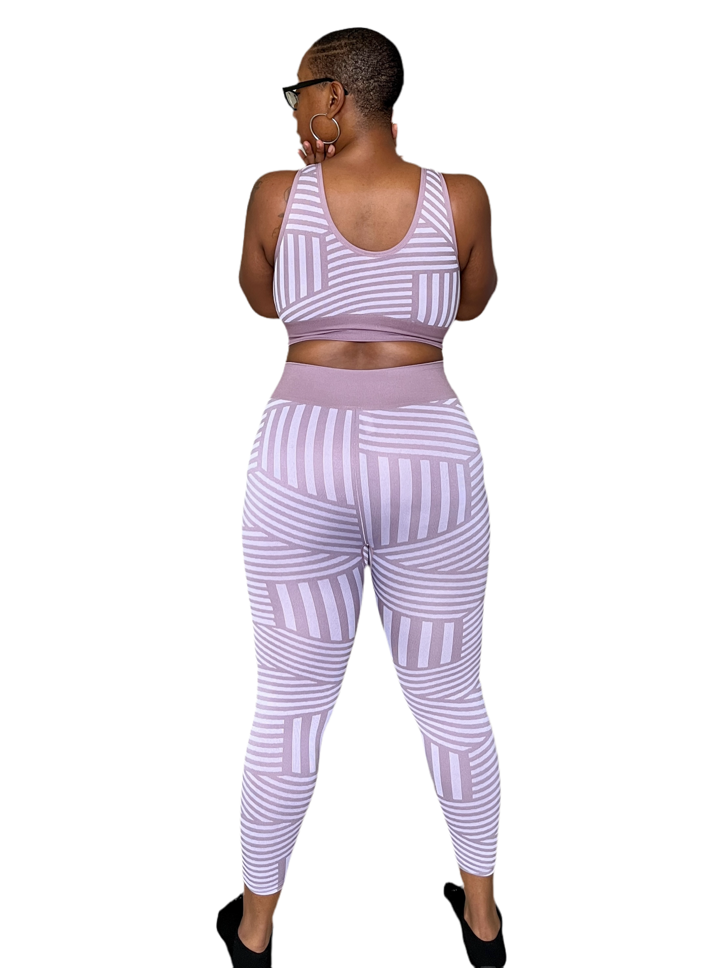 "I Am One of A Kind" Mauve Striped Seamless Set